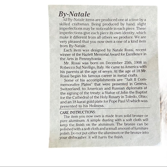 Vtg Solid Bronze Hand-Crafted Bobcat Plate Natale - Picture 6 of 7